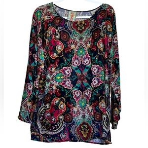 Johnny Was Colorful Floral Blouse